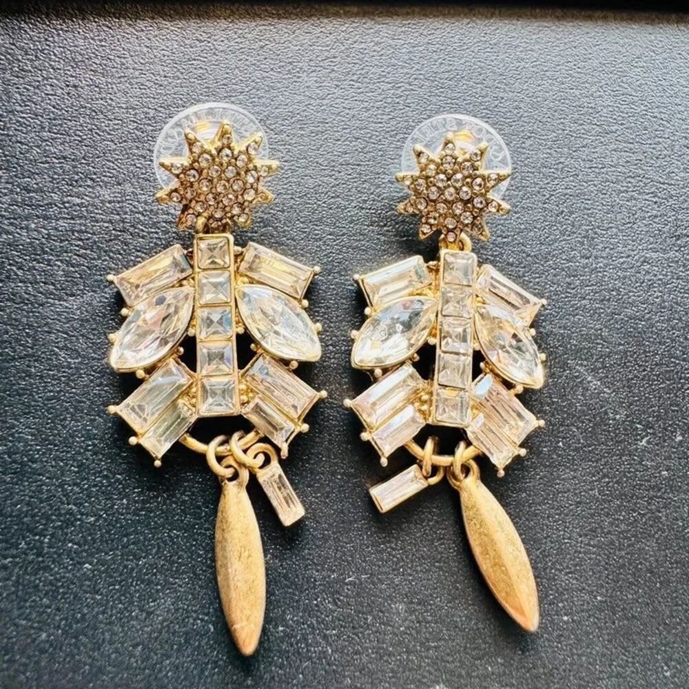 Stella & Dot Gold Crystal Starburst Chandelier Earrings